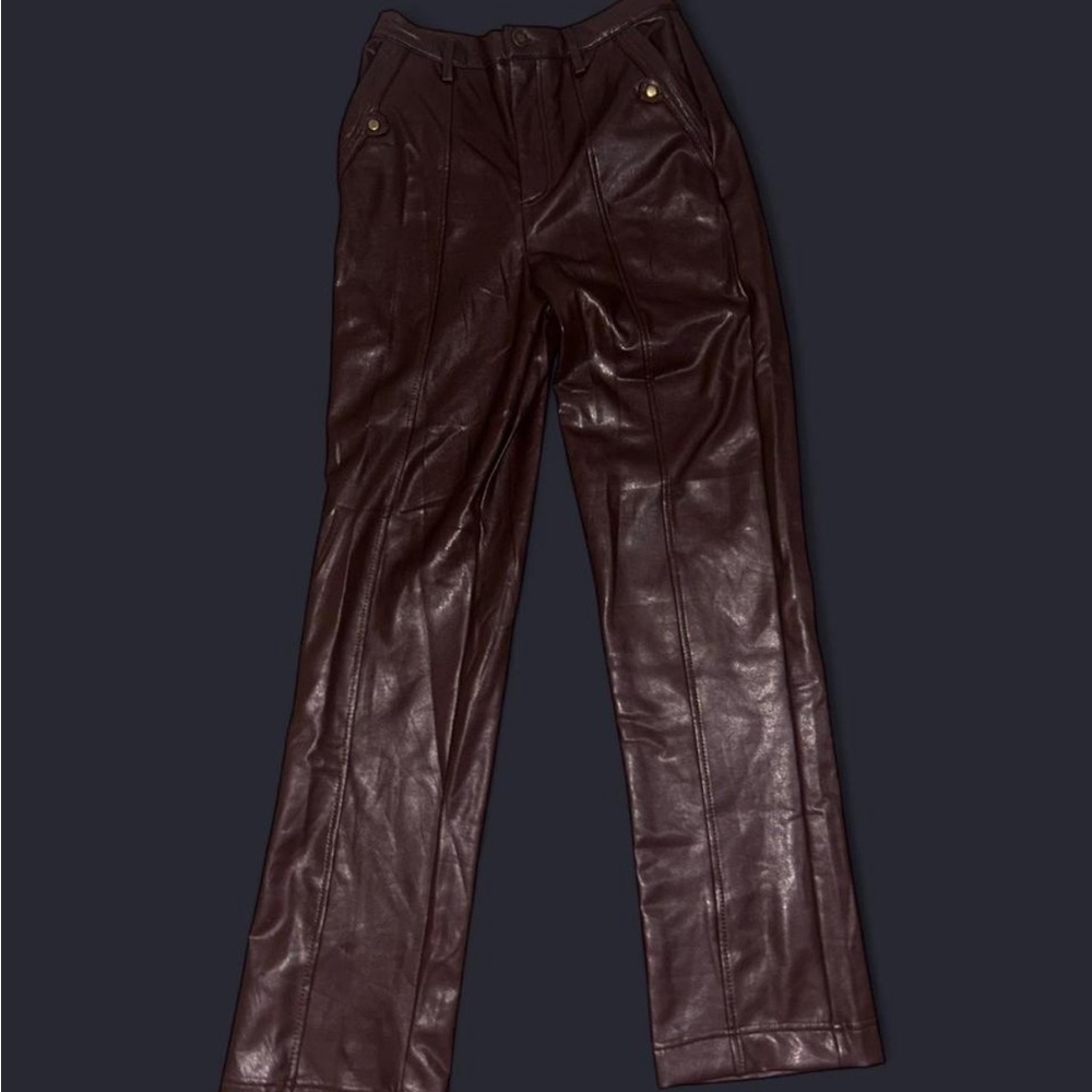 Brown faux leather pants